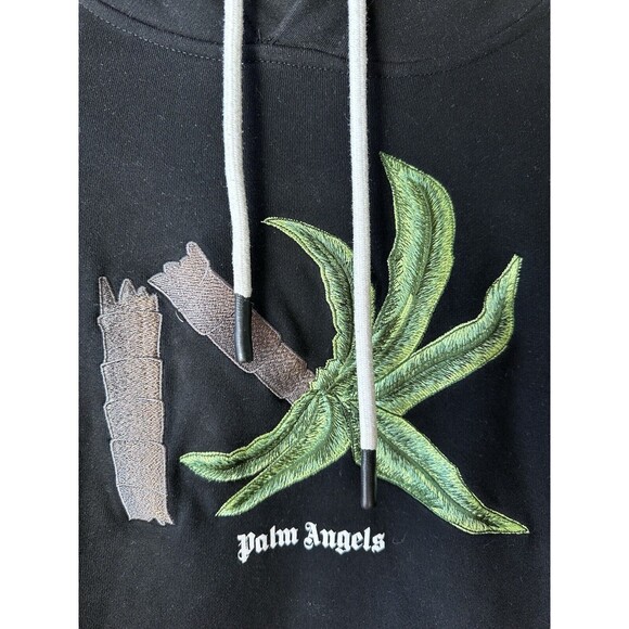 Palm Angels Oversize Black Hoodie with Broken Palm Tree Size Large Gently Used - Picture 2 of 9